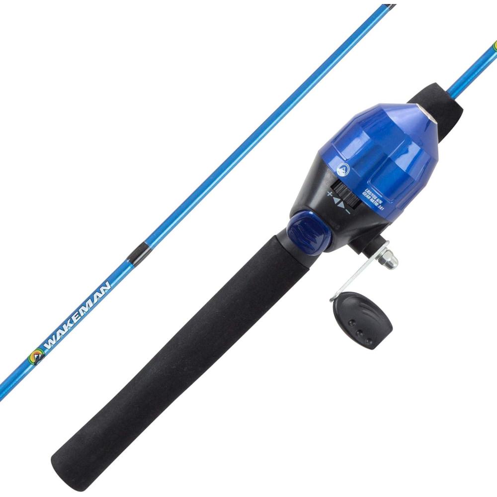 image:imageFishing Rod and Reel 4 2 Fiberglass Pole Spincast Reel and 8Piece Tackle Kit for Beginners Shallow Series by Wakeman Outdoors Blue