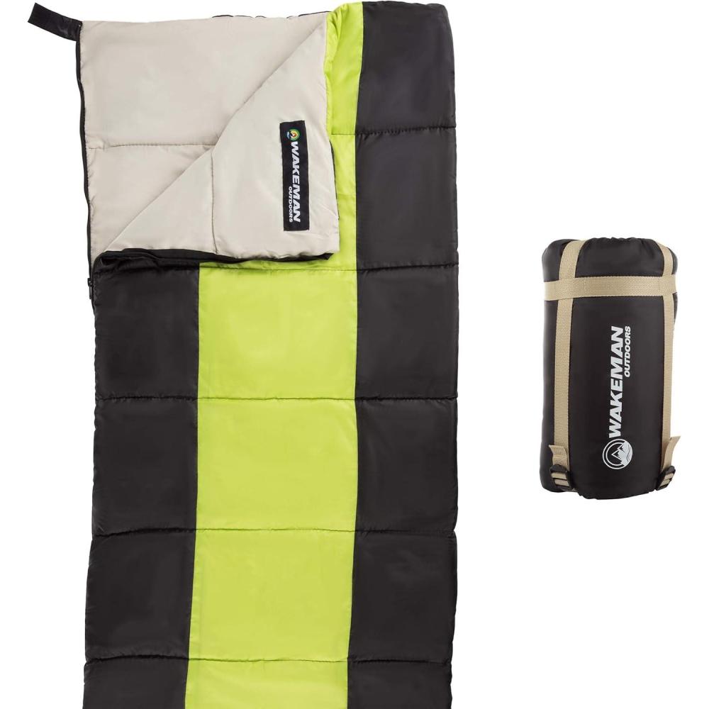 image:imageLightweight Sleeping Bag Carrying Bag with Compression Straps Included for Adults Kids Camping Backpacking and Sleepovers by Wakeman OutdoorsNeon GreenBlack