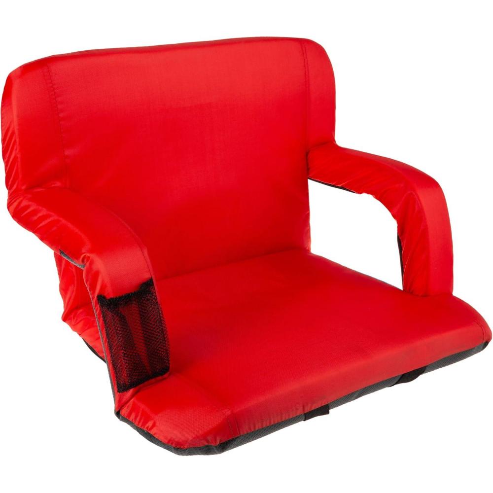 image:imageWakeman Outdoors Wide Stadium Seat Chair Bleacher Cushion Padded Back Support ArmrestsRed