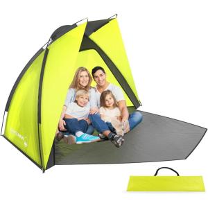 image:imageBeach Tent and Sun Shelter  Water and WindResistant Shade Canopy for UV Protection  Easy SetUp Tent with Carry Bag by Wakeman YellowYellow