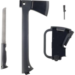 image:imageCamping Hand Axe and Survival Gear  Lightweight Hatchet with Nested Serrated Wood Saw Knife and Magnesium Fire Starter Tool by Wakeman Black
