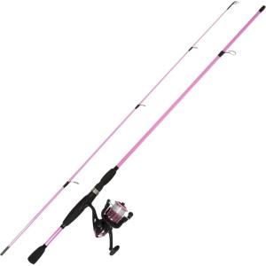image:imageFiberglass Fishing Pole  Strike Series 78Inch Collapsible Rod and Spinning Reel Combo EVA Handle PreSpooled Reel Fishing Gear for Catching Walleye Bass Trout and More by WakemanPink