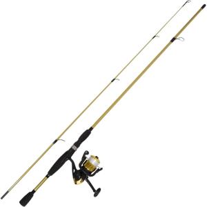 image:imageFiberglass Fishing Pole  Strike Series 78Inch Collapsible Rod and Spinning Reel Combo EVA Handle PreSpooled Reel Fishing Gear for Catching Walleye Bass Trout and More by WakemanTrophy Gold