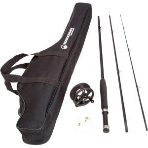 image:imageFly Fishing Rod and Reel Combo  Including Carrying Case Flies and Fishing Line  Charter Series Gear and Accessories by Wakeman Black