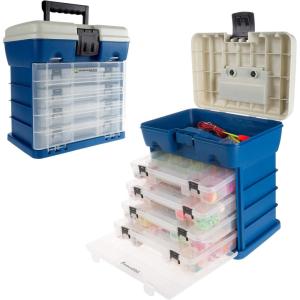 image:imageStorage Tool Box Organizer  Utility Box with 4 Drawers and 19 Compartments for Camping Supplies and Fishing Tackle by Wakeman OutdoorsDark Blue