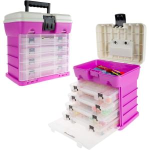 image:imageStorage Tool Box Organizer  Utility Box with 4 Drawers and 19 Compartments for Camping Supplies and Fishing Tackle by Wakeman OutdoorsPink