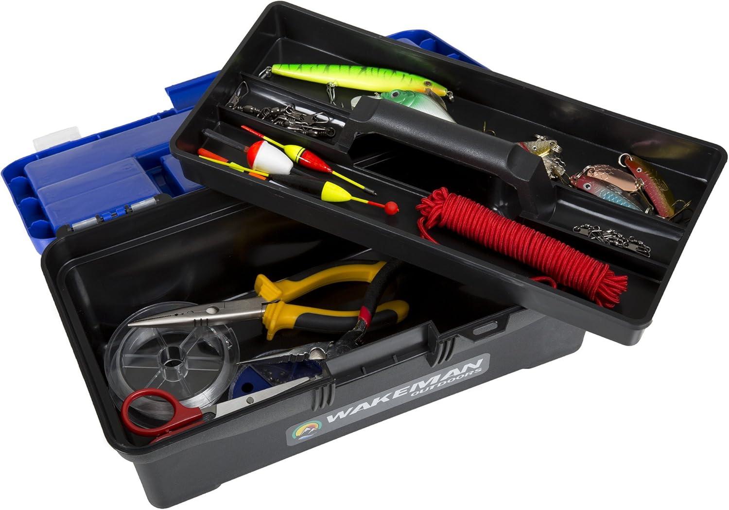 image:image55Piece Fishing Tackle Set Tackle Box Includes Sinkers Hooks Lures Bobbers Swivels Fishing Line and More Angling Gear by Wakeman Blue