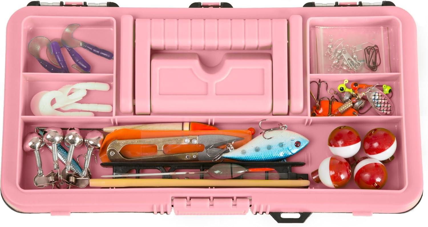 image:image55Piece Fishing Tackle Set Tackle Box Includes Sinkers Hooks Lures Bobbers Swivels Fishing Line and More Fishing Gear by Wakeman Pink