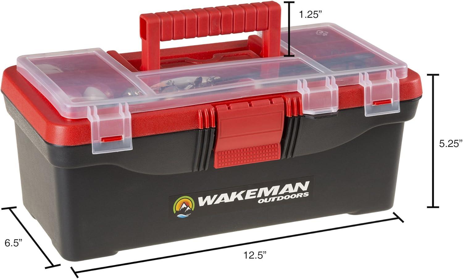 image:image55Piece Fishing Tackle Set Tackle Box Includes Sinkers Hooks Lures Bobbers Swivels Fishing Line and More Fishing Gear by Wakeman Red