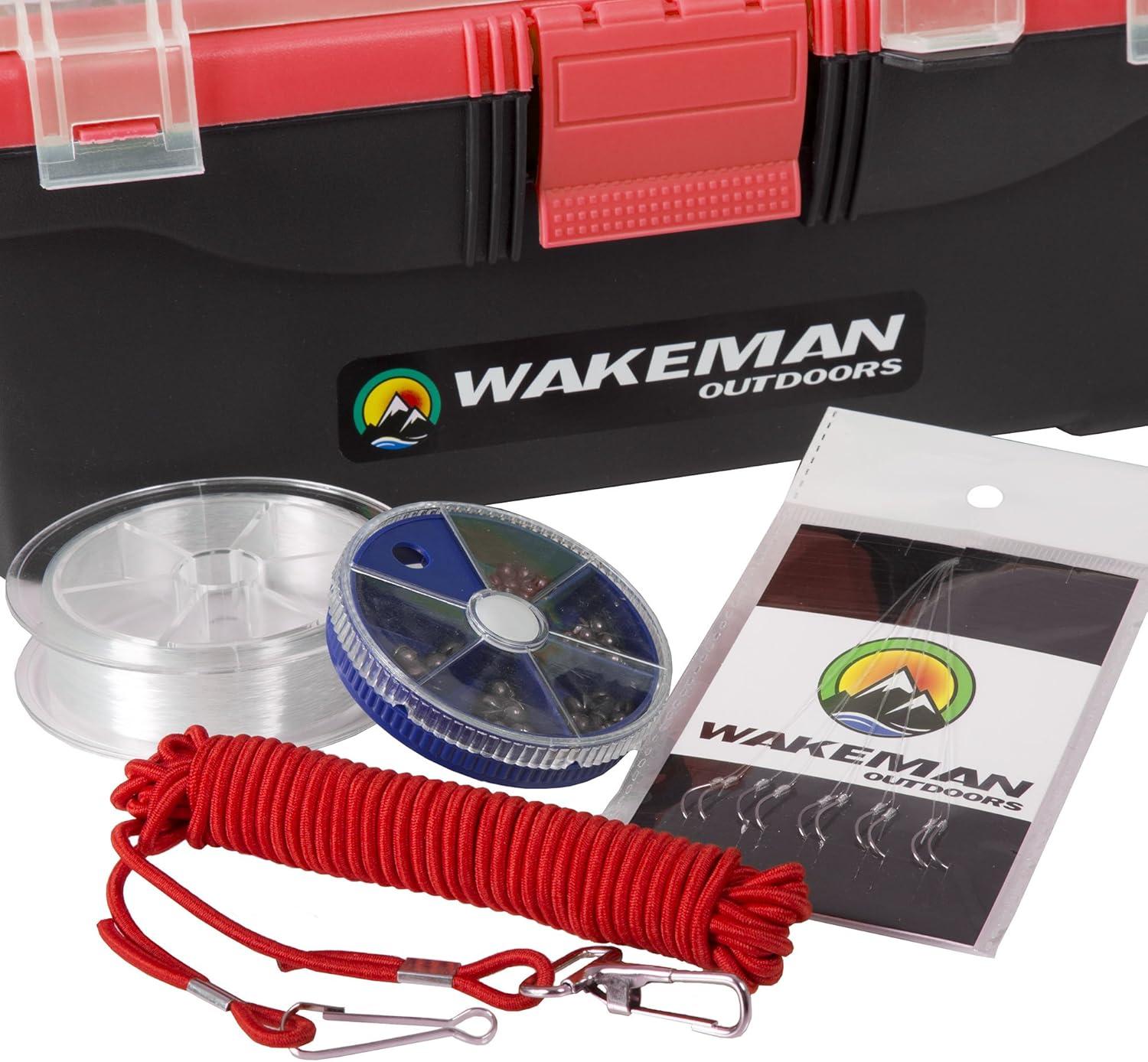 image:image55Piece Fishing Tackle Set Tackle Box Includes Sinkers Hooks Lures Bobbers Swivels Fishing Line and More Fishing Gear by Wakeman Red