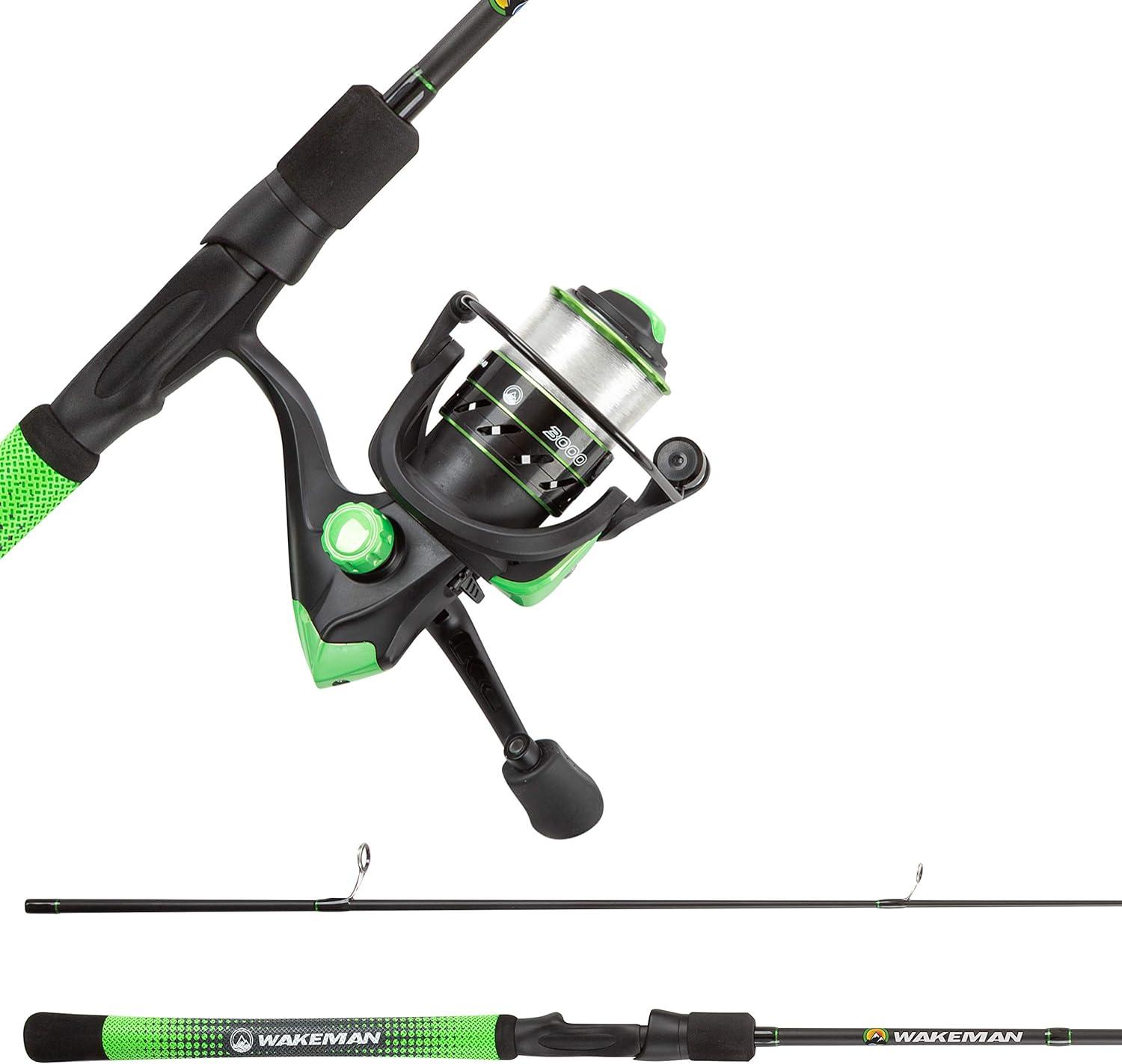 image:imageFishing Rod and Reel Combo Carbon Pole with PreSpooled Spinning Reel and Golf Grip Handle for Bass Trout Salmon or Catfish by Wakeman