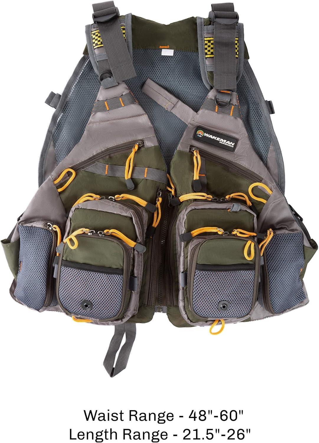 image:imageFishing Vest Lightweight Adjustable Nylon and EVA Foam Tackle Organizer Jacket for Lake Stream and Pond Fishing by Wakeman Outdoors