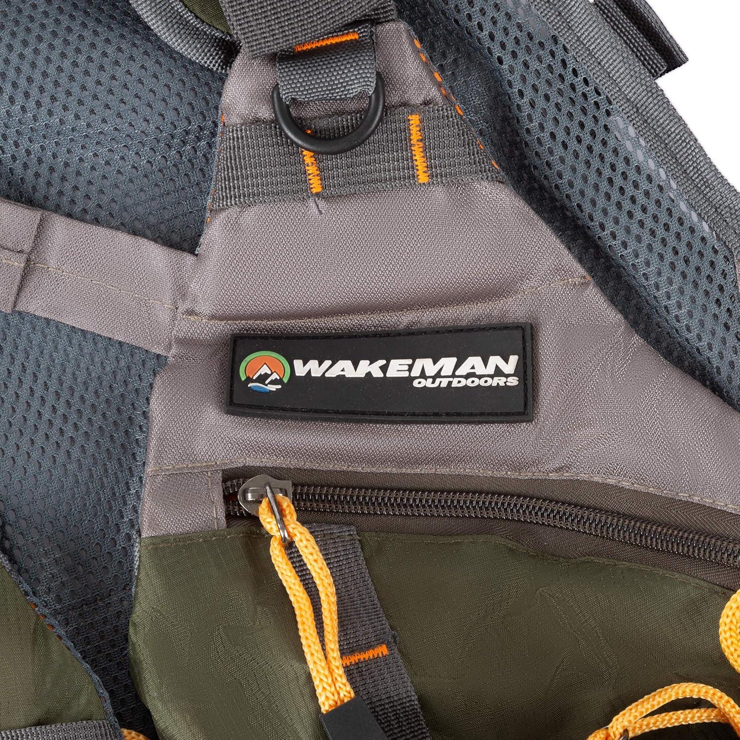 image:imageFishing Vest Lightweight Adjustable Nylon and EVA Foam Tackle Organizer Jacket for Lake Stream and Pond Fishing by Wakeman Outdoors