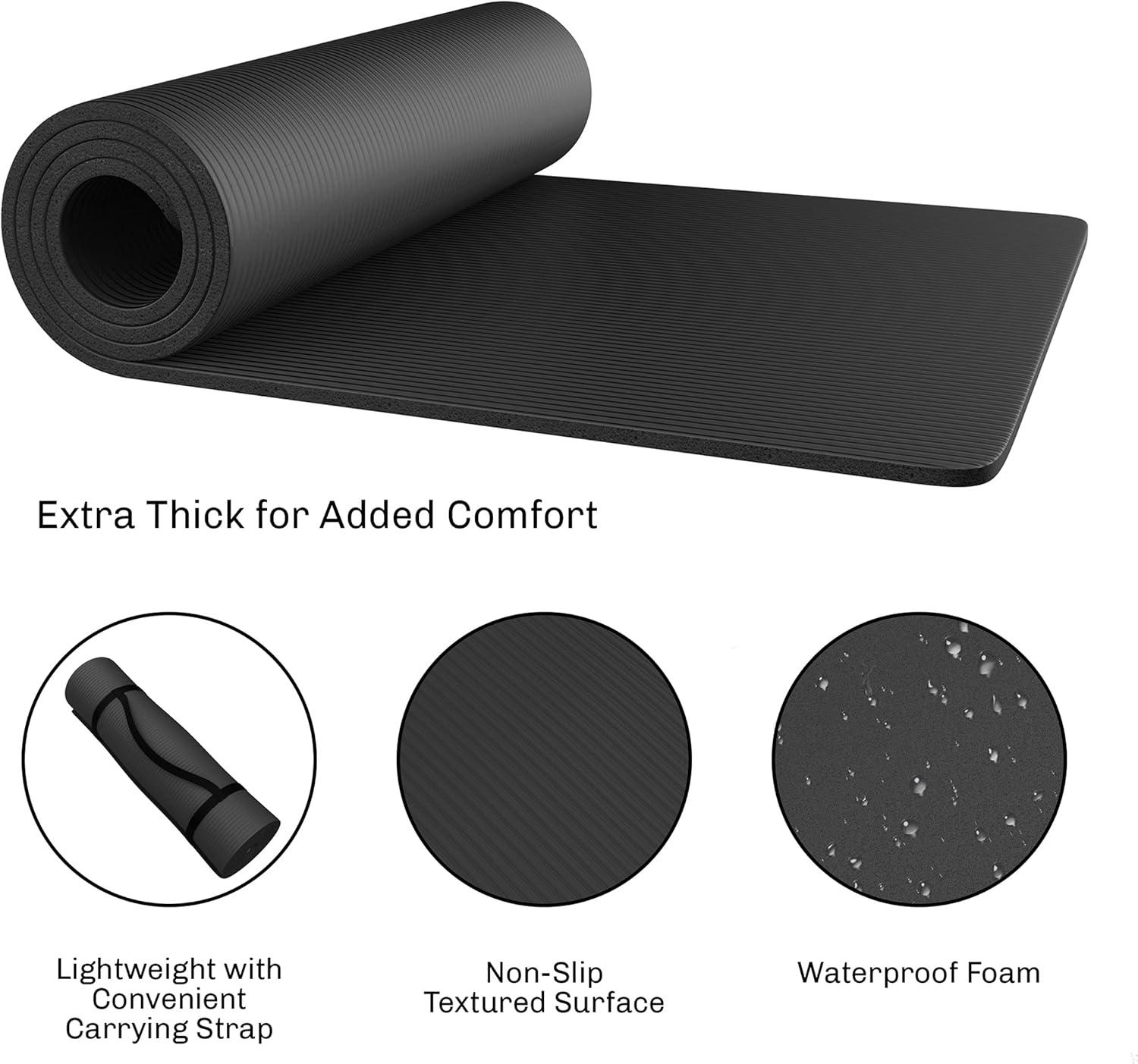 image:imageFoam Sleeping Pad Lightweight 05Inch Mat for Camping Cots Tents Backpacking and Yoga NonSlip and Waterproof with Handle by Wakeman Black