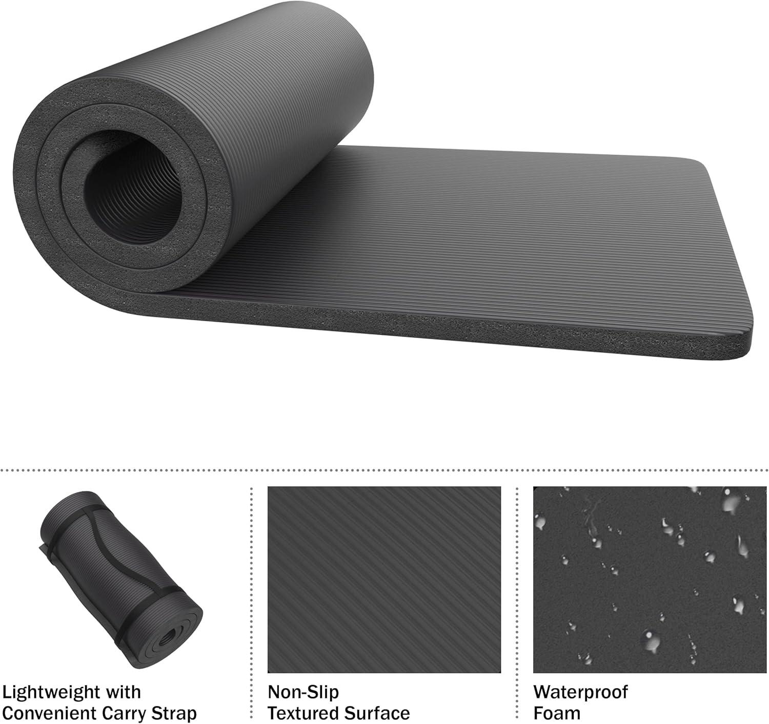 image:imageFoam Sleeping Pad for Camping 125InchThick Waterproof Sleep Pad with Carry Straps for Cots Tents or Sleepovers by Wakeman Outdoors BlackBlack