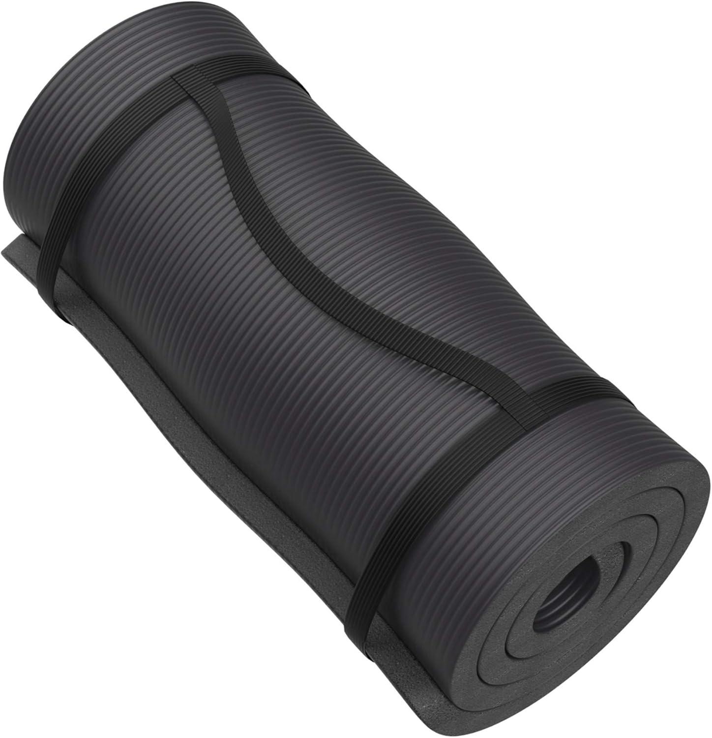 image:imageFoam Sleeping Pad for Camping 125InchThick Waterproof Sleep Pad with Carry Straps for Cots Tents or Sleepovers by Wakeman Outdoors BlackBlack