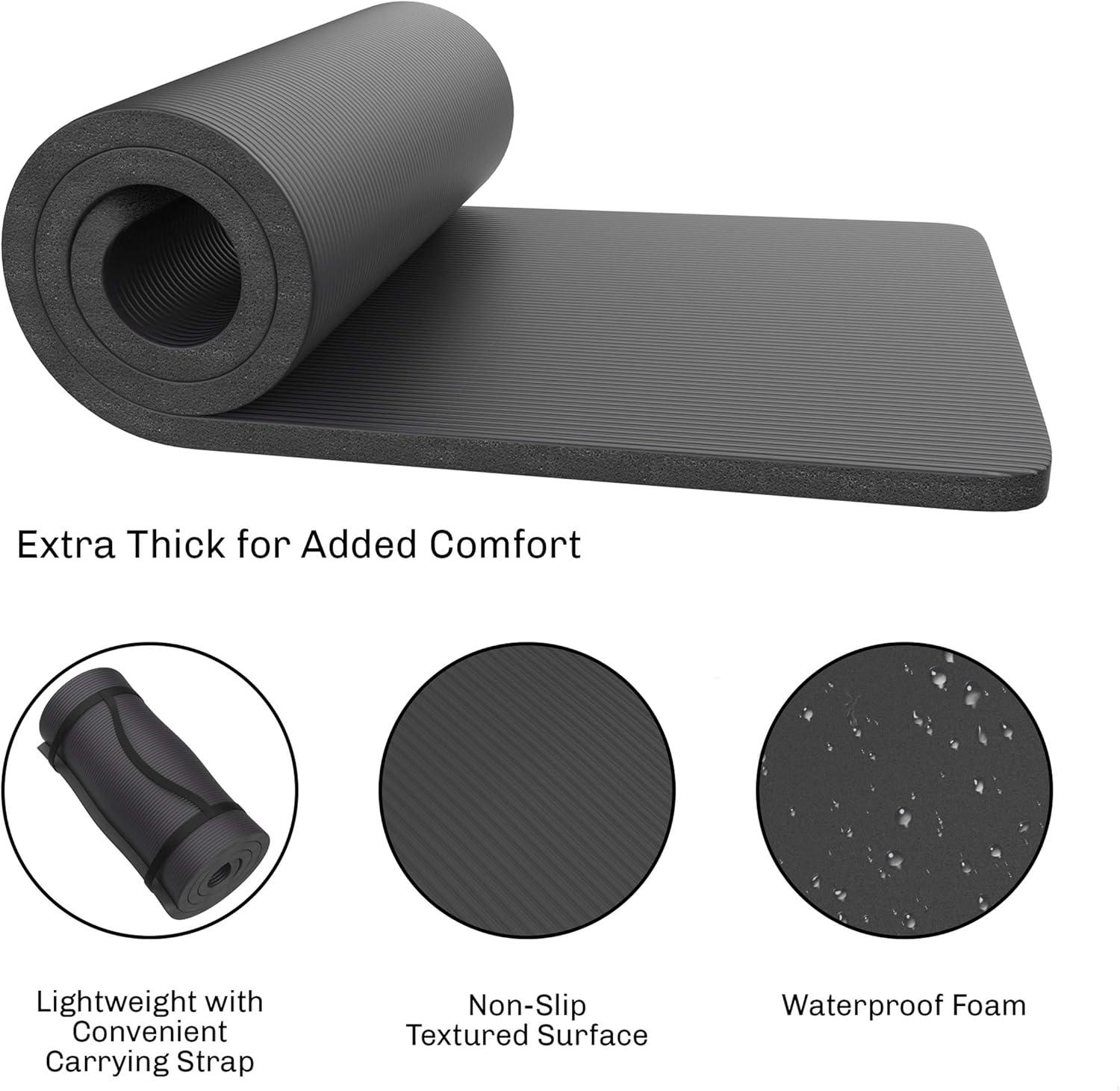 image:imageFoam Sleeping Pad for Camping 125InchThick Waterproof Sleep Pad with Carry Straps for Cots Tents or Sleepovers by Wakeman Outdoors BlackBlack