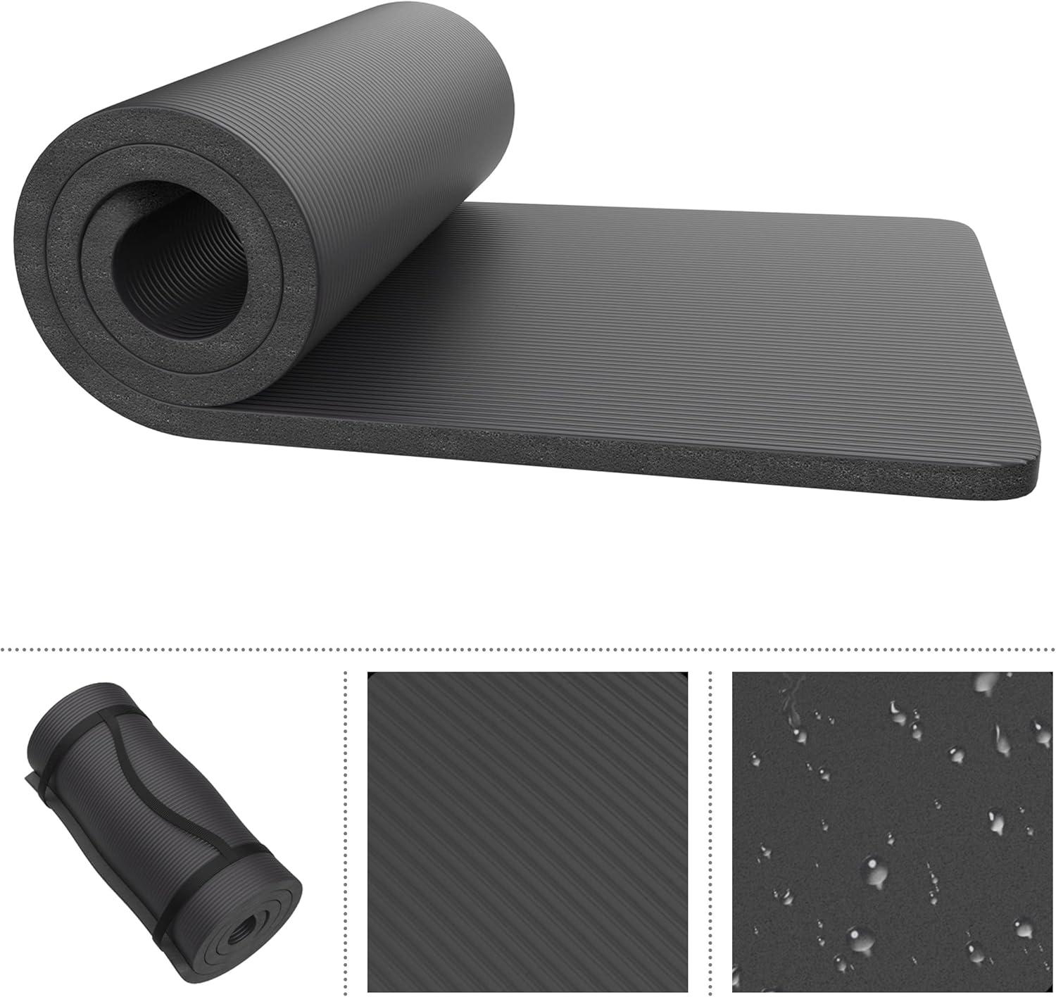 image:imageFoam Sleeping Pad for Camping 125InchThick Waterproof Sleep Pad with Carry Straps for Cots Tents or Sleepovers by Wakeman Outdoors BlackBlack