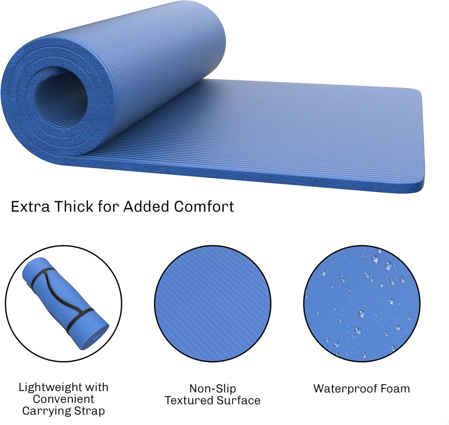 image:imageFoam Sleeping Pad for Camping 125InchThick Waterproof Sleep Pad with Carry Straps for Cots Tents or Sleepovers by Wakeman Outdoors BlackBlue