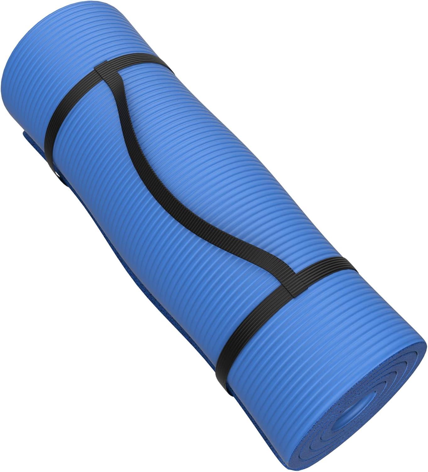 image:imageFoam Sleeping Pad for Camping 125InchThick Waterproof Sleep Pad with Carry Straps for Cots Tents or Sleepovers by Wakeman Outdoors BlackBlue