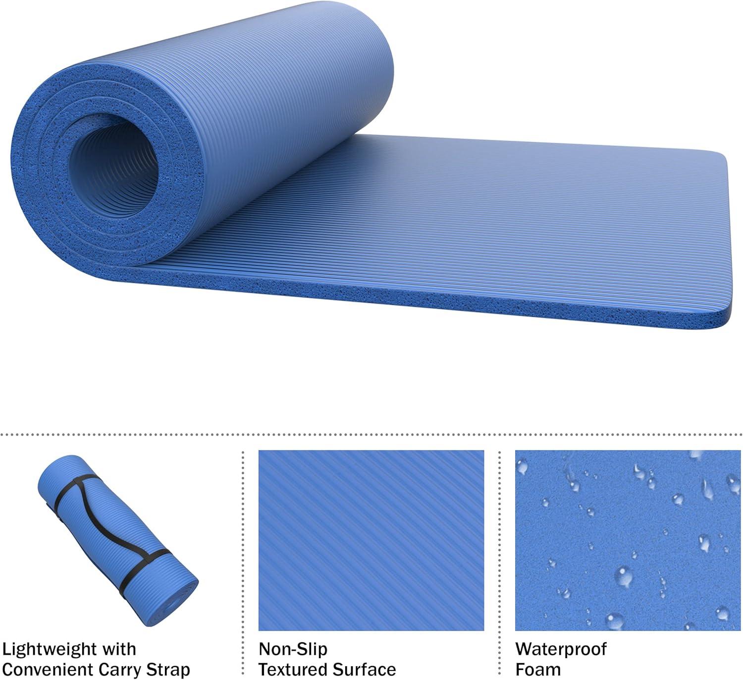 image:imageFoam Sleeping Pad for Camping 125InchThick Waterproof Sleep Pad with Carry Straps for Cots Tents or Sleepovers by Wakeman Outdoors BlackBlue