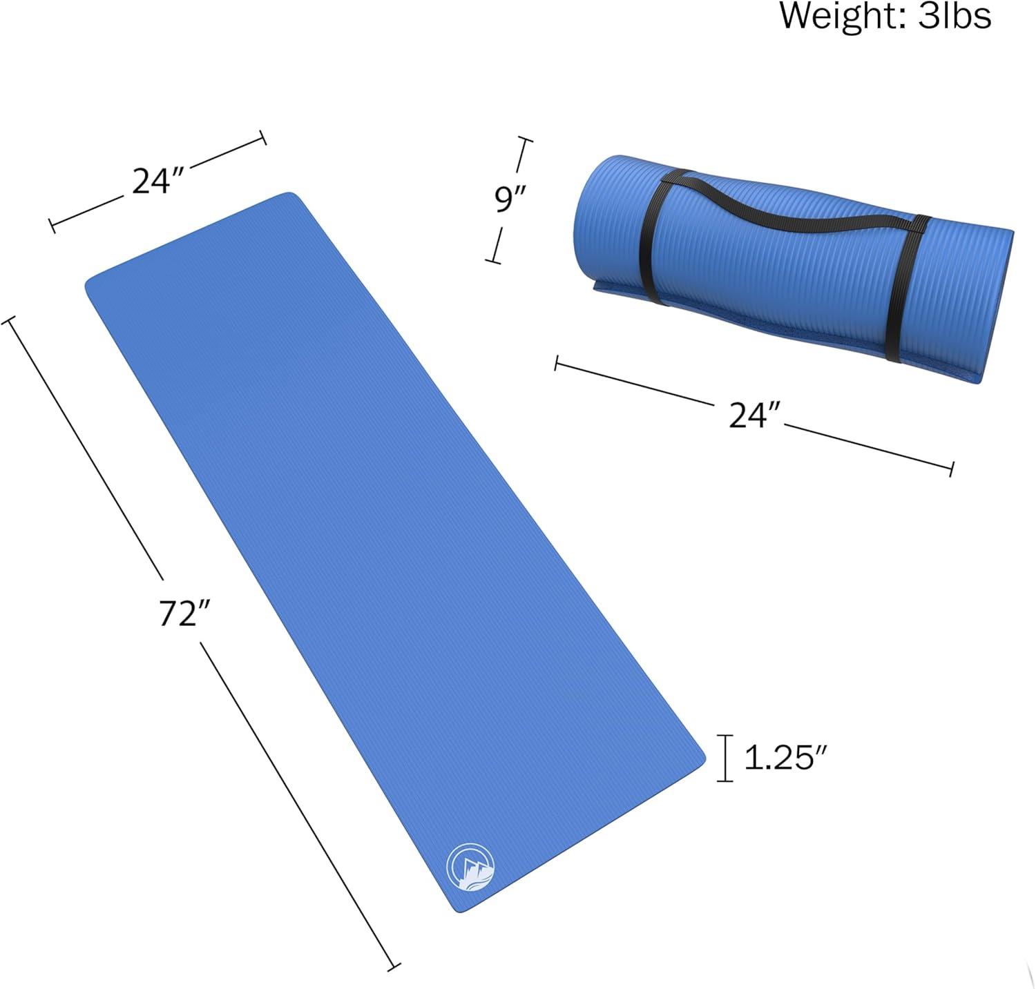 image:imageFoam Sleeping Pad for Camping 125InchThick Waterproof Sleep Pad with Carry Straps for Cots Tents or Sleepovers by Wakeman Outdoors BlackBlue