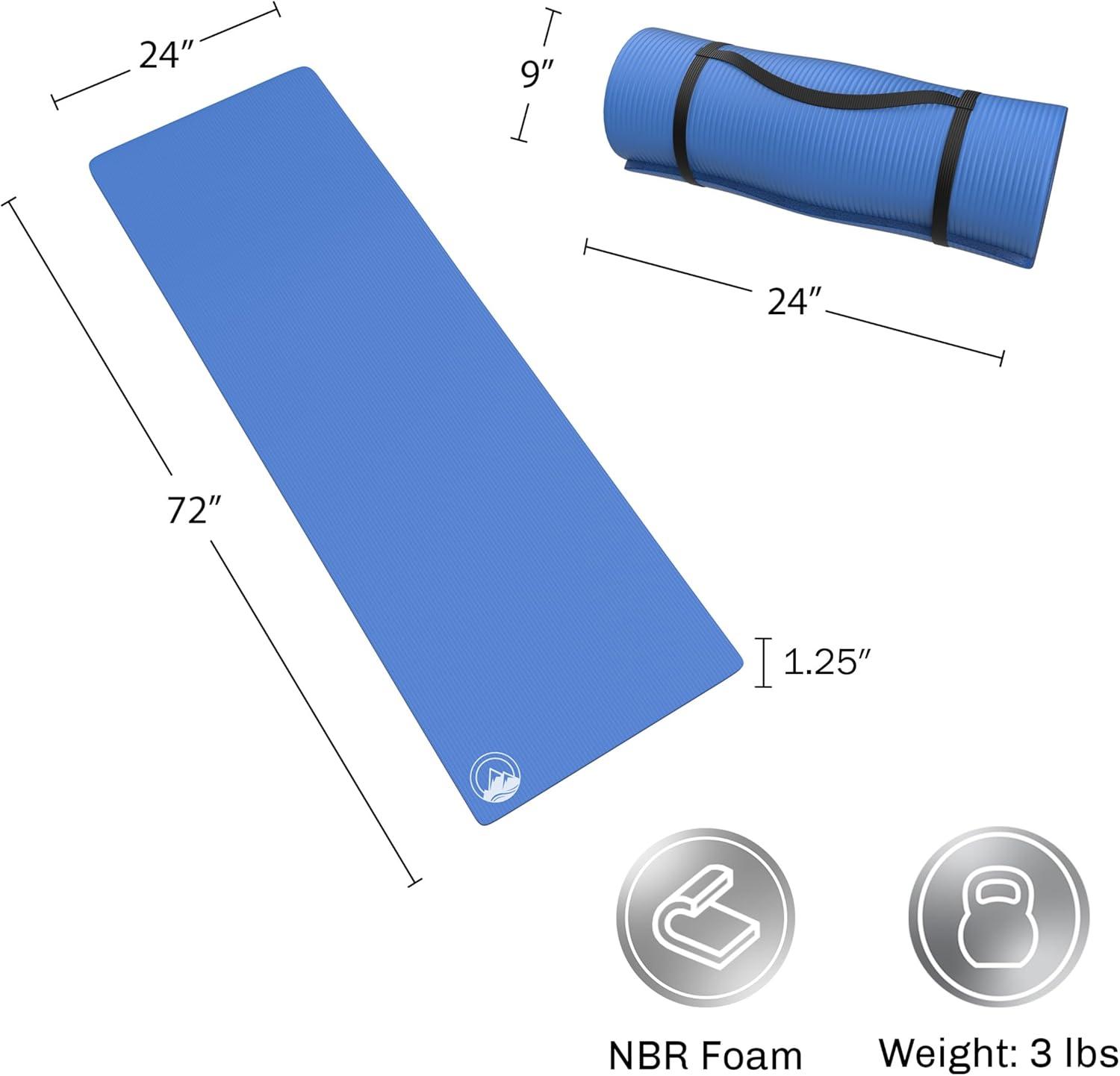 image:imageFoam Sleeping Pad for Camping 125InchThick Waterproof Sleep Pad with Carry Straps for Cots Tents or Sleepovers by Wakeman Outdoors BlackBlue