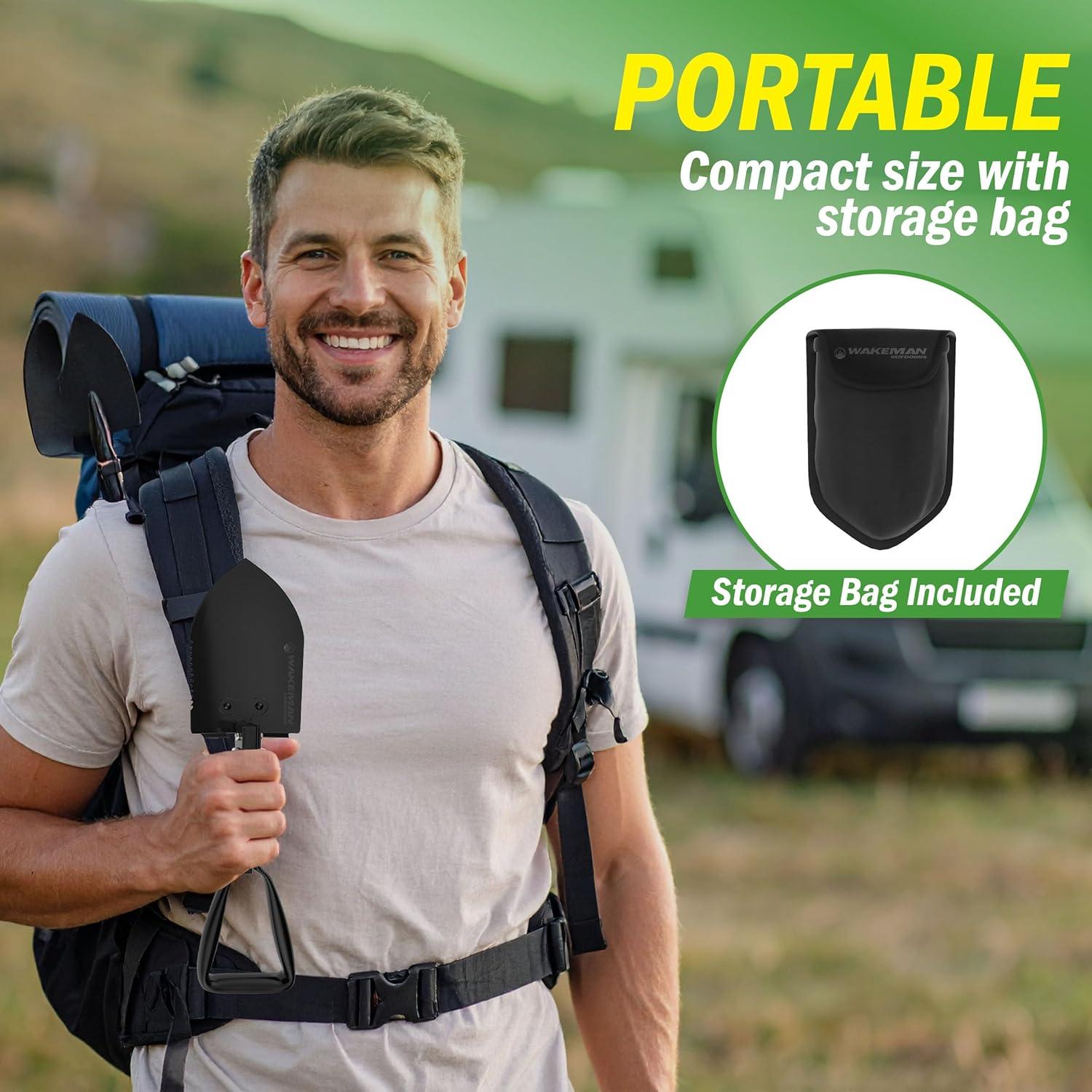 image:imageFolding Multitool Shovel Pickaxe and Saw with Included Pocket Knife and Carry Bag Survival Tool Camping Hiking and Emergency by Wakeman Outdoors