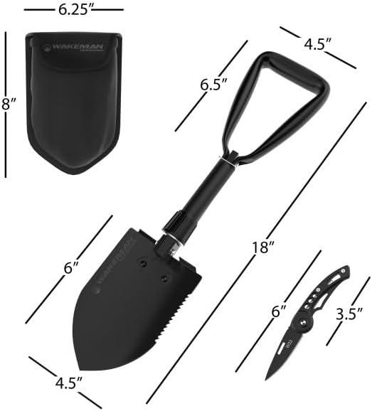 image:imageFolding Multitool Shovel Pickaxe and Saw with Included Pocket Knife and Carry Bag Survival Tool Camping Hiking and Emergency by Wakeman Outdoors