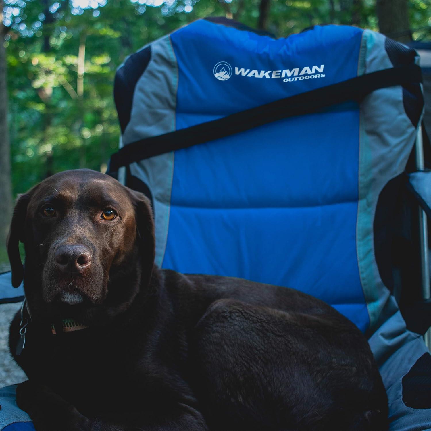 image:imageHome Camping Chair with Footrest 300lb Capacity Recliner with Cup Holder and Cooler Pouch Foldable Chair for Tailgating by Wakeman Outdoors BlueBlue