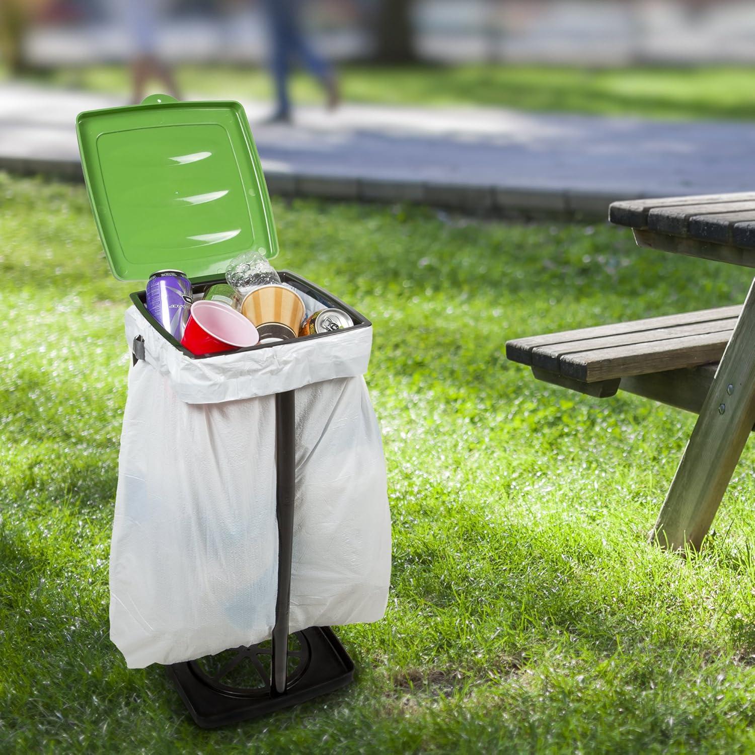 image:imagePortable Trash Bag Holder Collapsible 13Gallon Garbage Bin for IndoorOutdoor Use Camping Recycling and Parties Durable Plastic Trash Can by Wakeman Outdoors BlueGreen