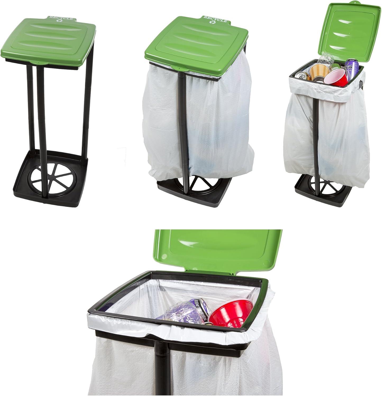 image:imagePortable Trash Bag Holder Collapsible 13Gallon Garbage Bin for IndoorOutdoor Use Camping Recycling and Parties Durable Plastic Trash Can by Wakeman Outdoors BlueGreen