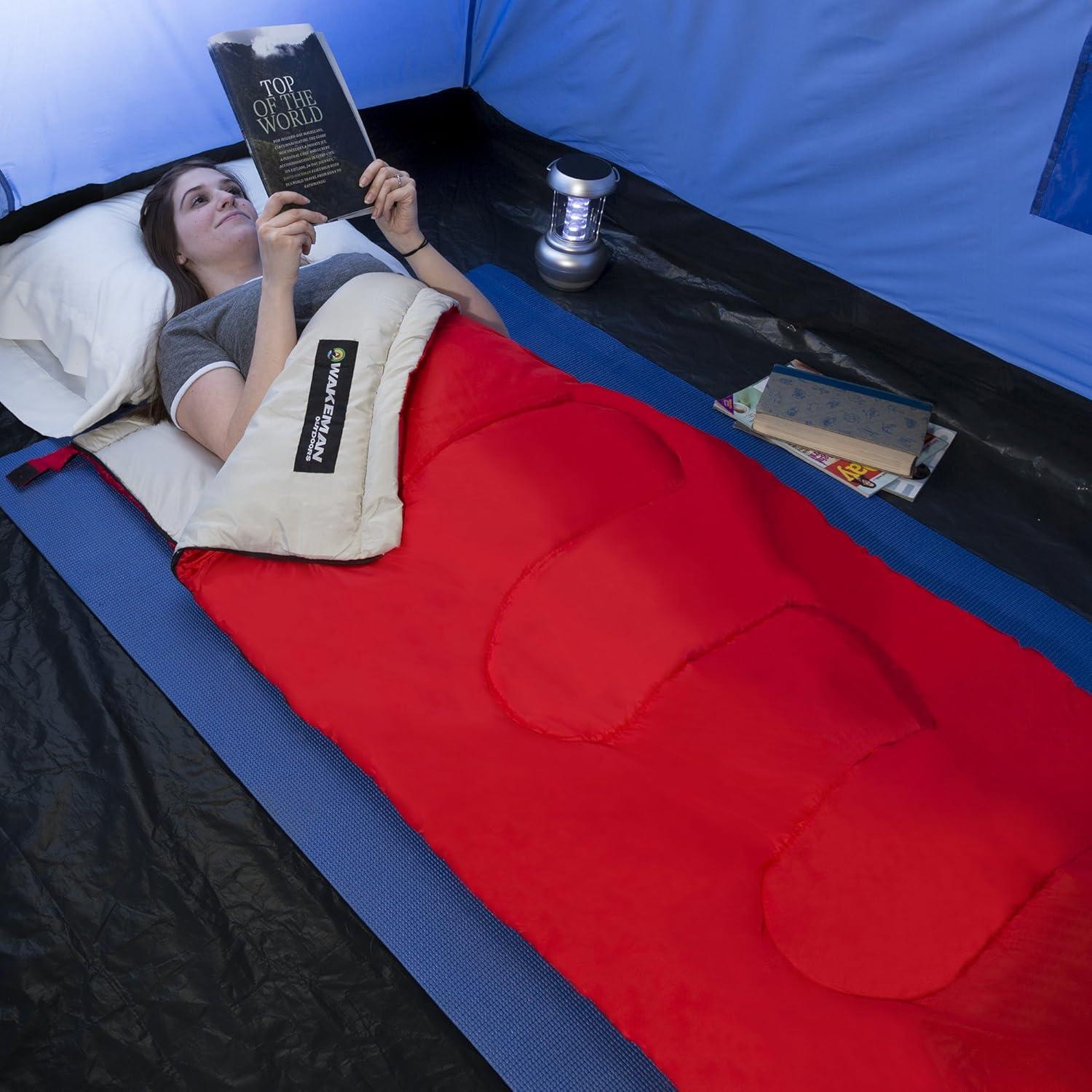 image:imageSleeping Bag 2Season with Carrying Bag for Adults and Kids Spirit Lake Sleeping Bag for Camping and Festivals by Wakeman Outdoors Red