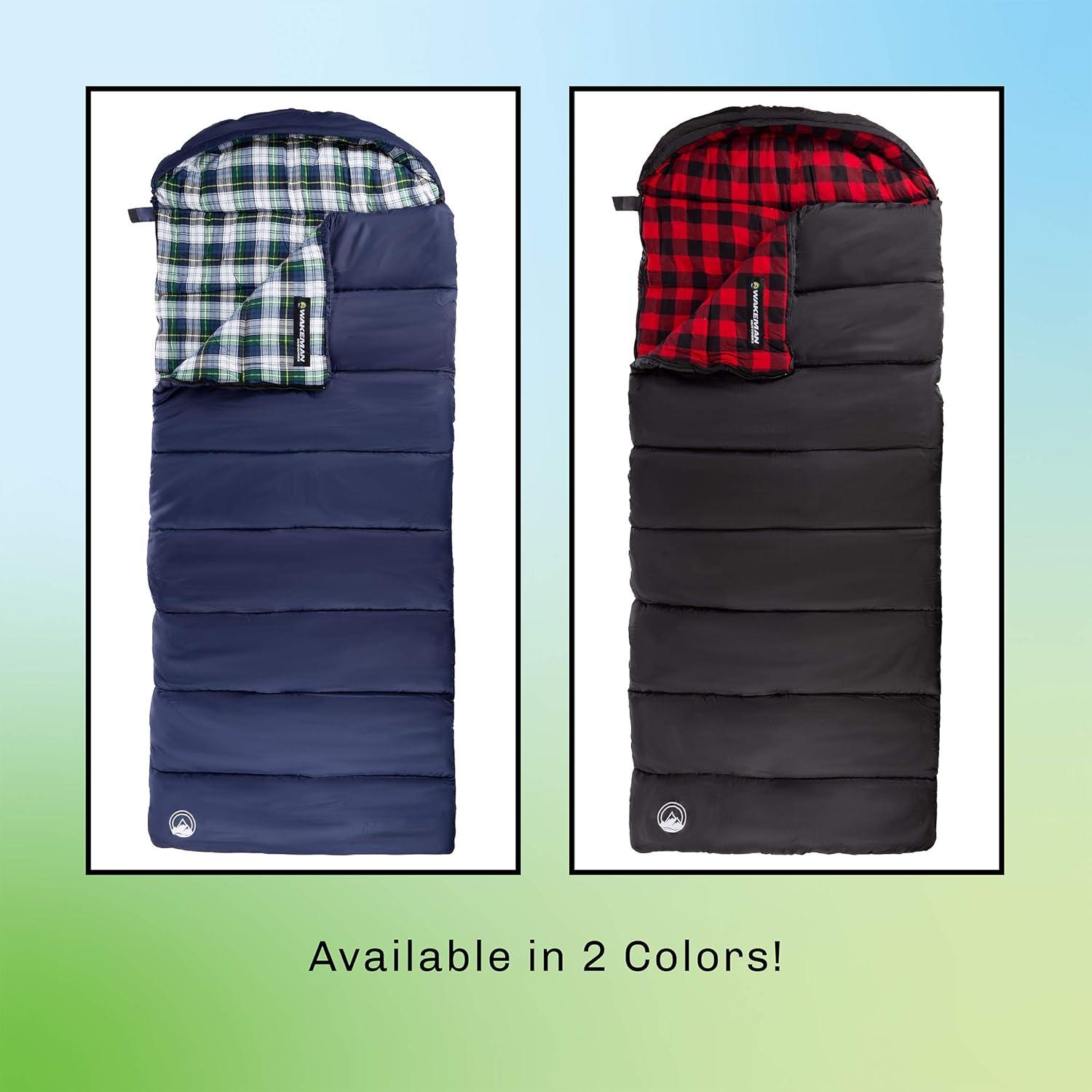 image:imageSleeping Bag Lightweight EnvelopeStyle 32F Rated Outdoor Sleeping Bag with Hood and Carry Case for Backpacking Camping and Hiking by Wakeman NavyBlack