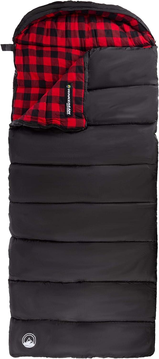 image:imageSleeping Bag Lightweight EnvelopeStyle 32F Rated Outdoor Sleeping Bag with Hood and Carry Case for Backpacking Camping and Hiking by Wakeman NavyBlack