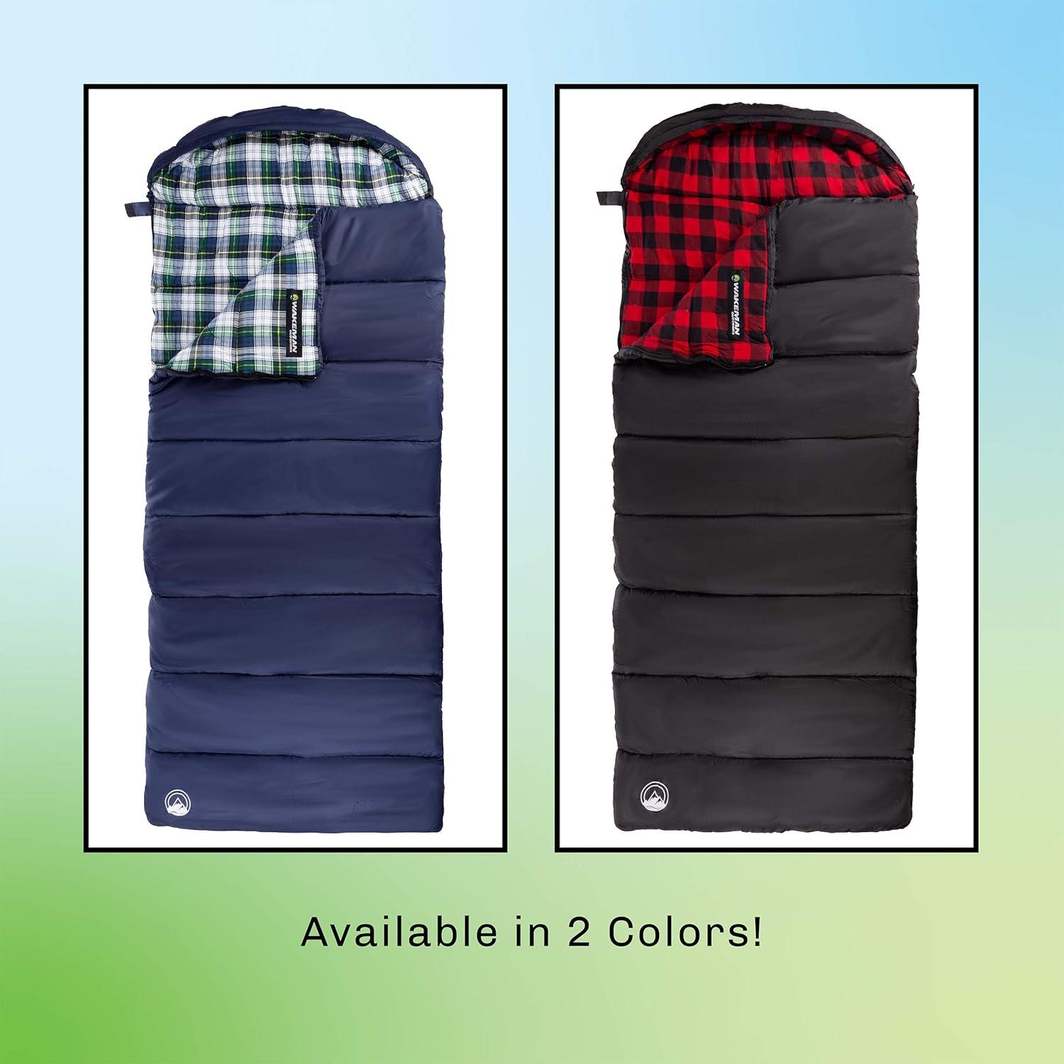 image:imageSleeping Bag Lightweight EnvelopeStyle 32F Rated Outdoor Sleeping Bag with Hood and Carry Case for Backpacking Camping and Hiking by Wakeman NavyNavy