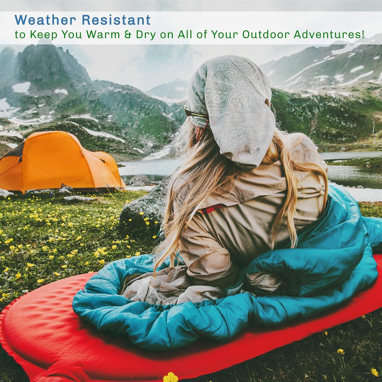 image:imageSleeping Bag Lightweight EnvelopeStyle 32F Rated Outdoor Sleeping Bag with Hood and Carry Case for Backpacking Camping and Hiking by Wakeman NavyNavy