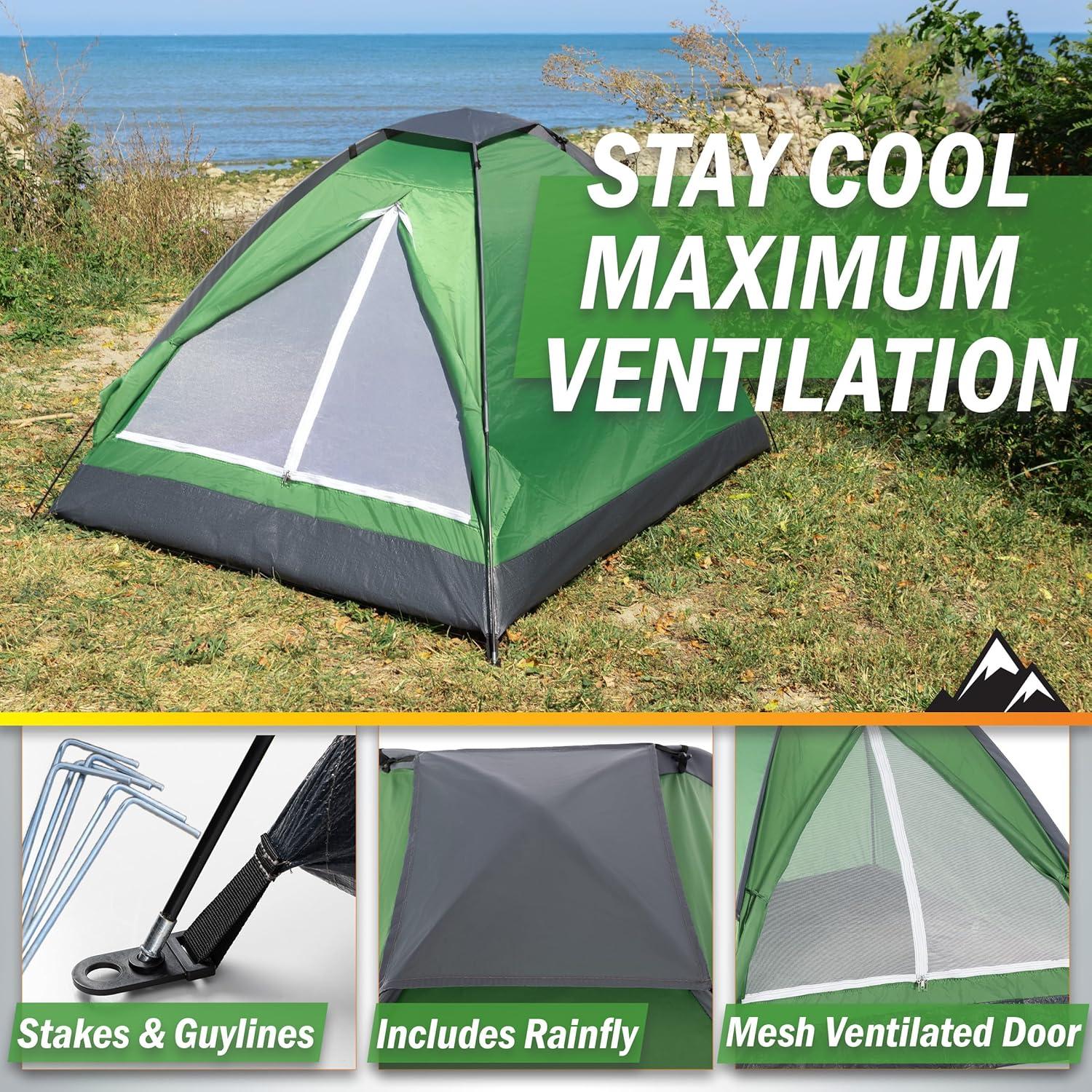 image:imageWakeman FamilyTents Wakeman Outdoors 2 Person Camping TentGreen