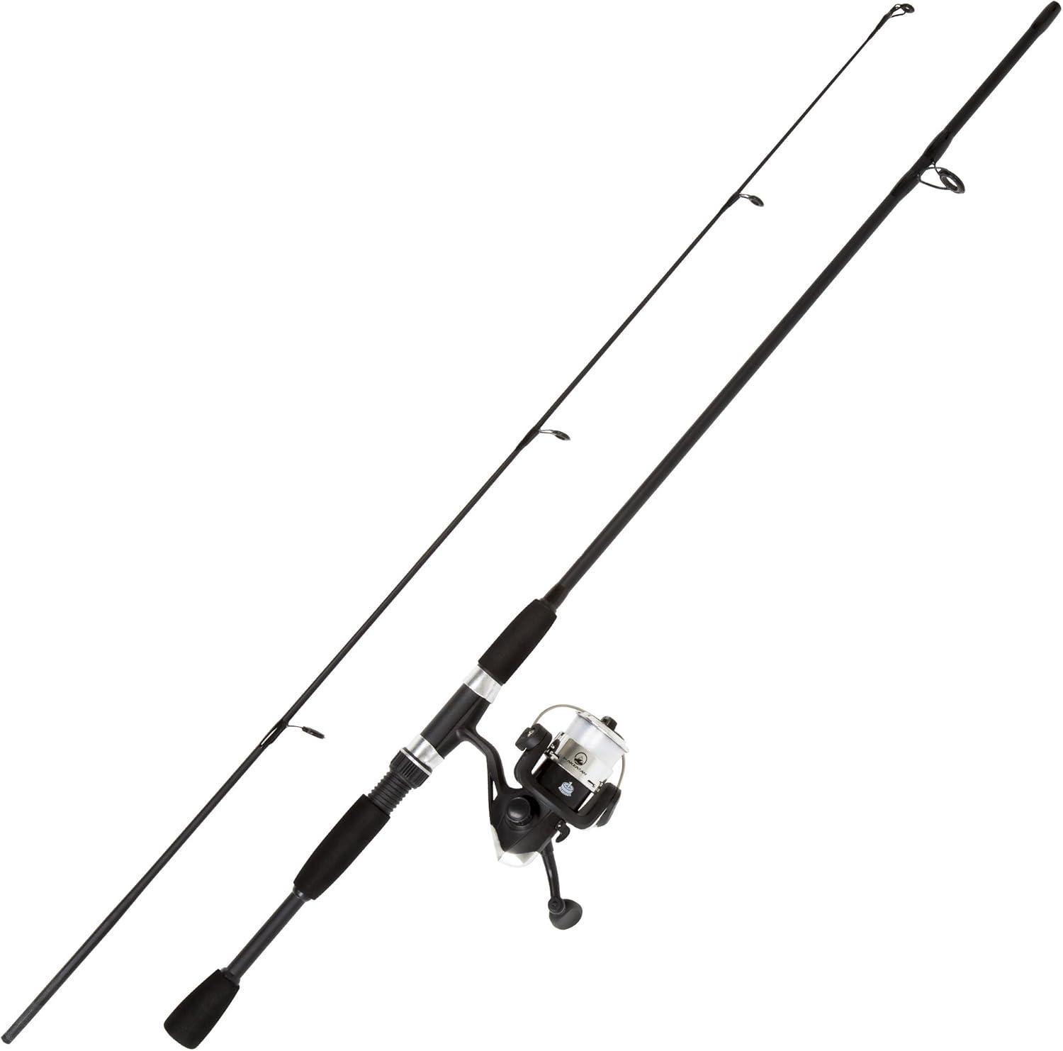 image:imageWakeman Fiberglass Fishing Rod and Reel Combo 2Piece 65Inch Medium Action Spinning Rod Set for Lake FishingBlack