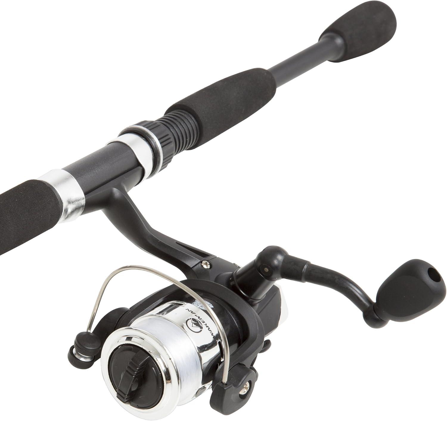 image:imageWakeman Fiberglass Fishing Rod and Reel Combo 2Piece 65Inch Medium Action Spinning Rod Set for Lake FishingBlack