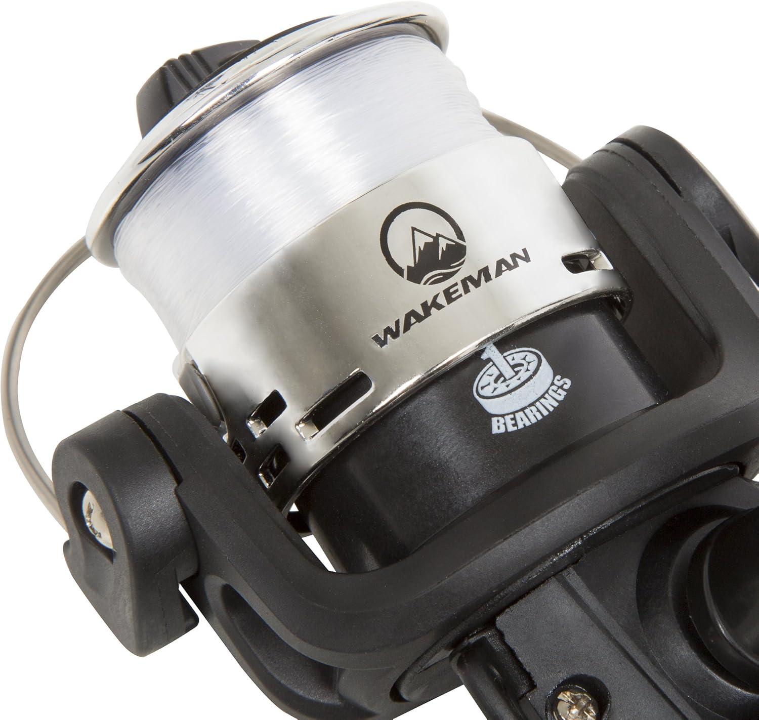 image:imageWakeman Fiberglass Fishing Rod and Reel Combo 2Piece 65Inch Medium Action Spinning Rod Set for Lake FishingBlack