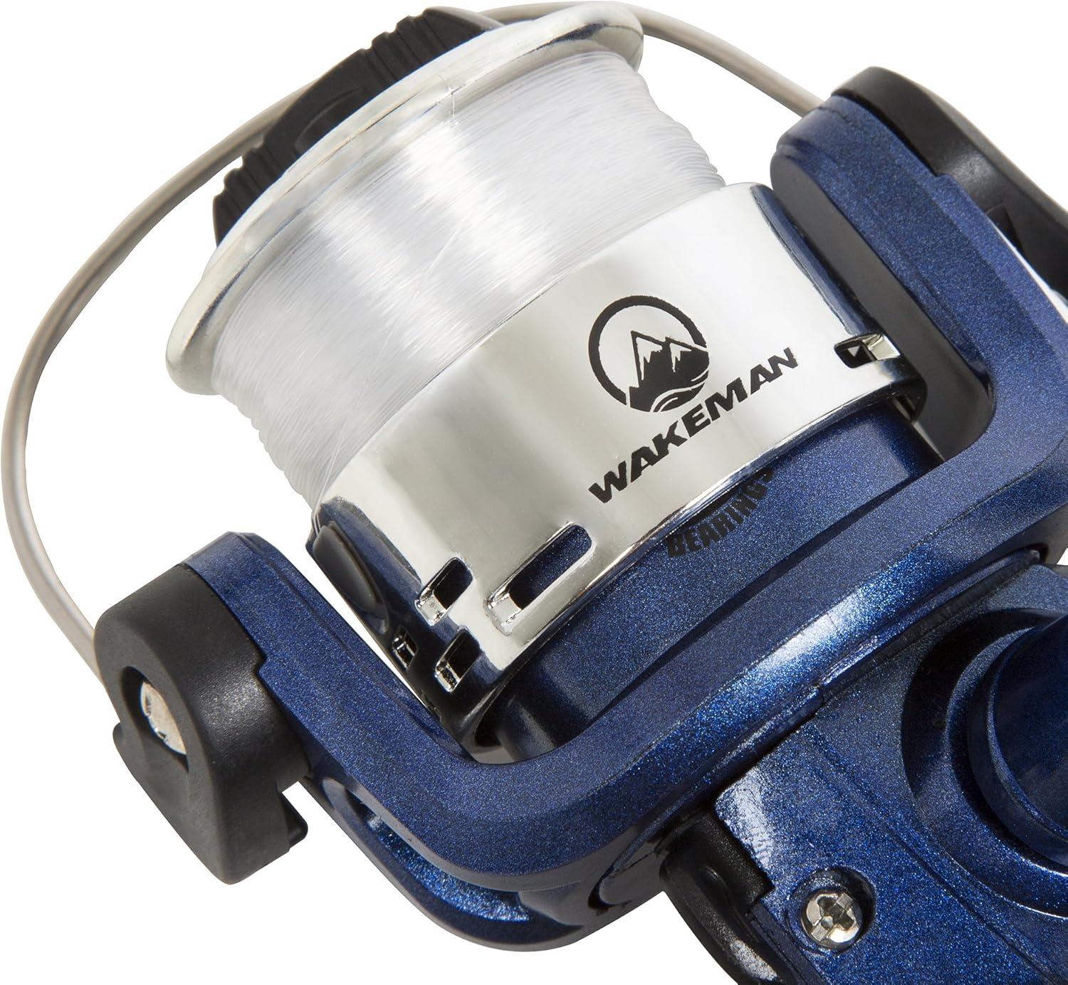 image:imageWakeman Fiberglass Fishing Rod and Reel Combo 2Piece 65Inch Medium Action Spinning Rod Set for Lake FishingBlue