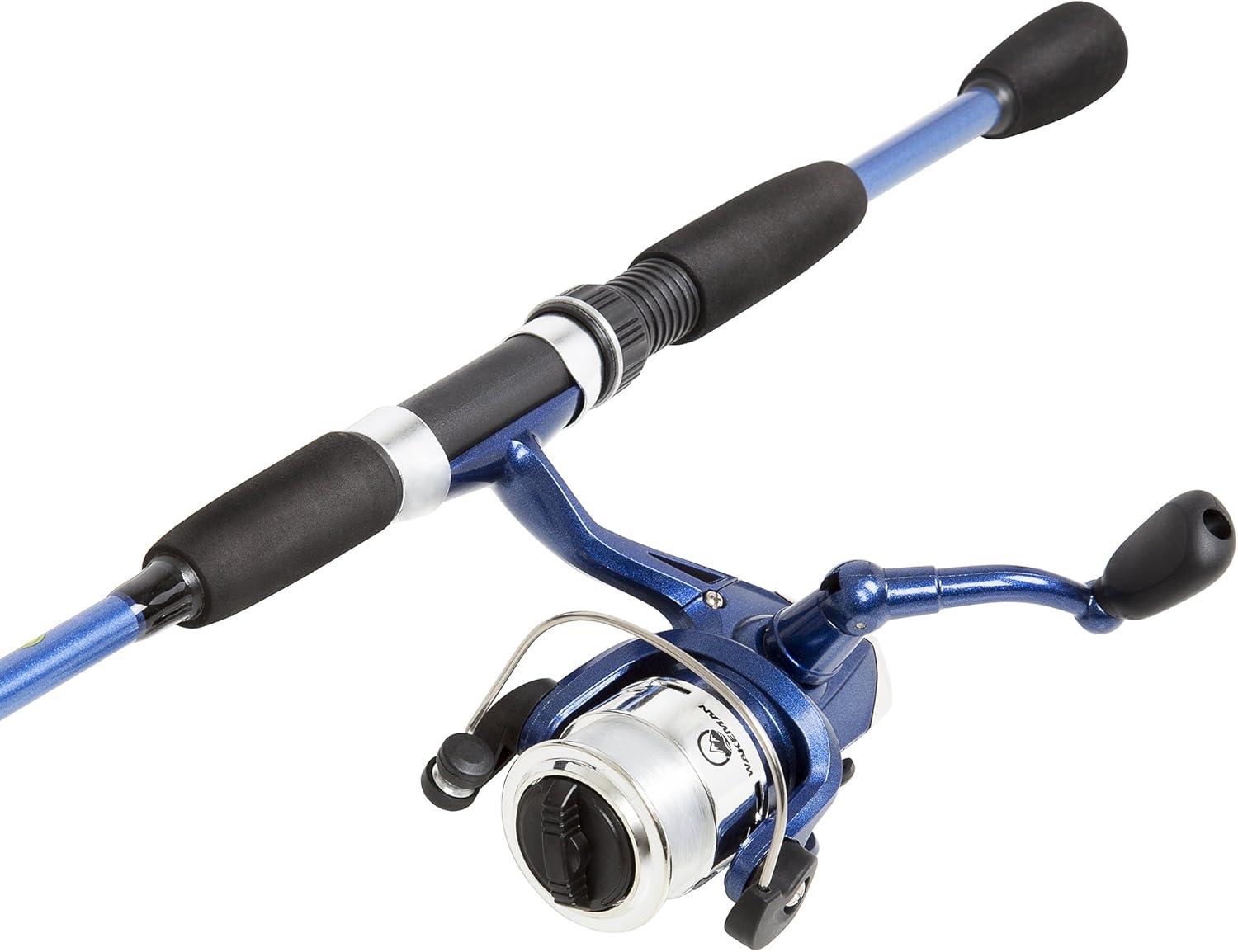 image:imageWakeman Fiberglass Fishing Rod and Reel Combo 2Piece 65Inch Medium Action Spinning Rod Set for Lake FishingBlue
