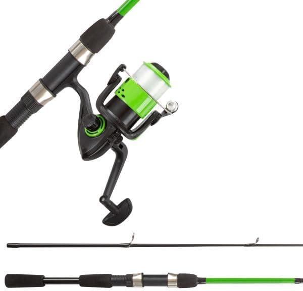 image:imageWakeman Fiberglass Fishing Rod and Reel Combo 2Piece 65Inch Medium Action Spinning Rod Set for Lake FishingGreen