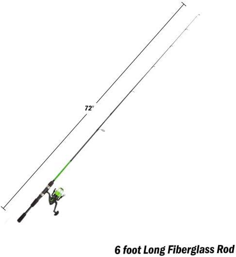 image:imageWakeman Fiberglass Fishing Rod and Reel Combo 2Piece 65Inch Medium Action Spinning Rod Set for Lake FishingGreen