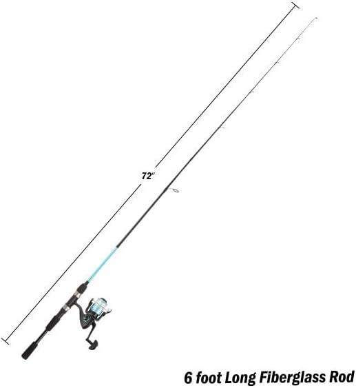 image:imageWakeman Fiberglass Fishing Rod and Reel Combo 2Piece 65Inch Medium Action Spinning Rod Set for Lake FishingTurquoise