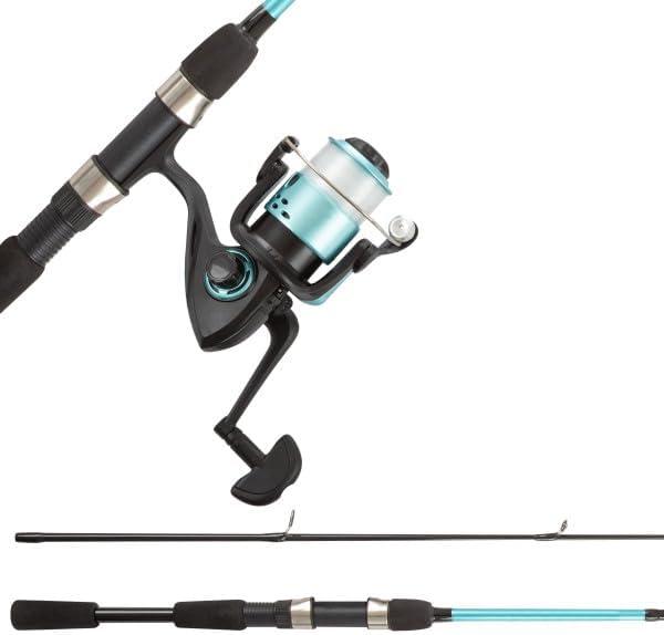 image:imageWakeman Fiberglass Fishing Rod and Reel Combo 2Piece 65Inch Medium Action Spinning Rod Set for Lake FishingTurquoise