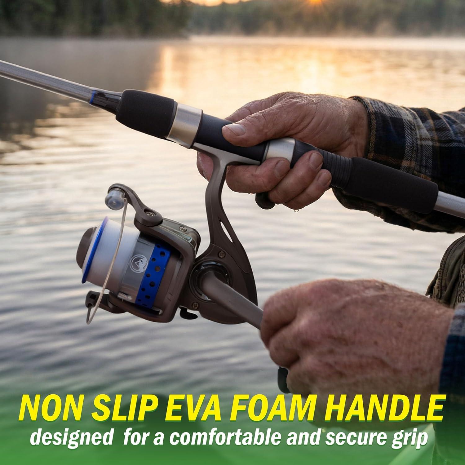 image:imageWakeman Fishing Rod amp Reel Combo 66 Fiberglass Pole Spinning Reel Bass Trout amp Lake FishSpooled with 10lb TestAction Series by Wakeman Outdoors