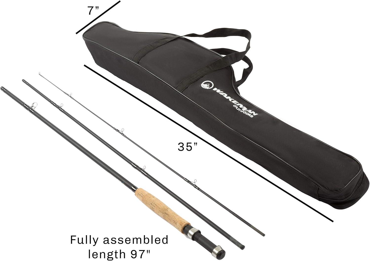 image:imageWakeman Outdoors Fly Fishing Rod amp Reel Combo Starter Kit with Case and AccessoriesCompact Collapsible Kit 97inch