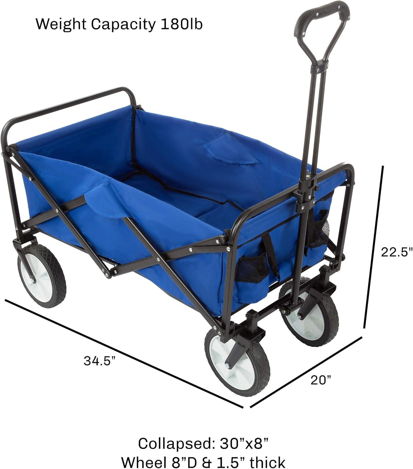 image:imageWakeman Outdoors Folding Wagon Collapsible AllTerrain Utility Pull Cart with Telescoping Handle for Camping Beach Sports or Grocery ShoppingSlim Wheels